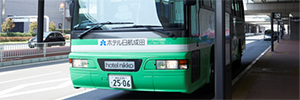 Timetable for free bus service between hotel and Narita airport can be found here: