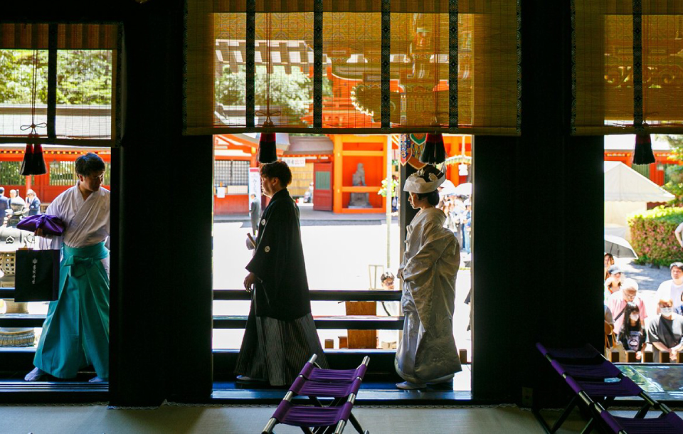 香取神宮での神前式の様子